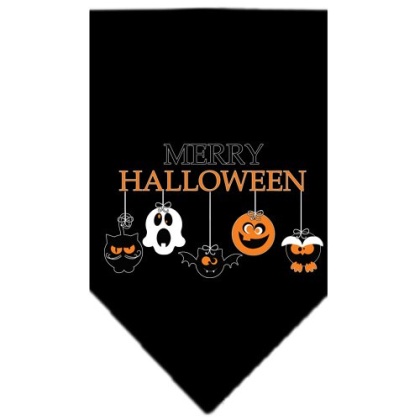 Merry Halloween Screen Print Bandana Black Large