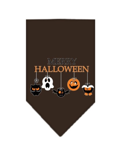 Merry Halloween Screen Print Bandana Brown Large