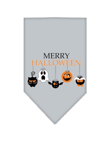 Merry Halloween Screen Print Bandana Grey Large