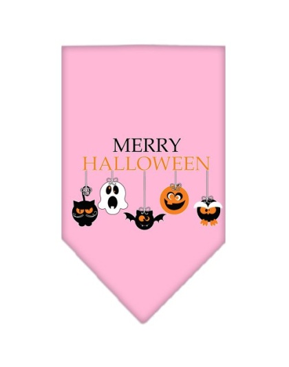 Merry Halloween Screen Print Bandana Light Pink Large