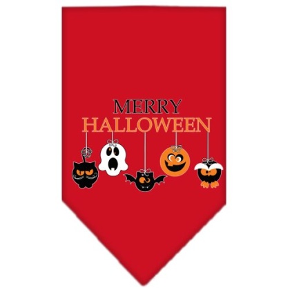 Merry Halloween Screen Print Bandana Red Large