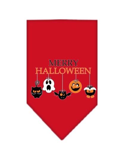 Merry Halloween Screen Print Bandana Red Large