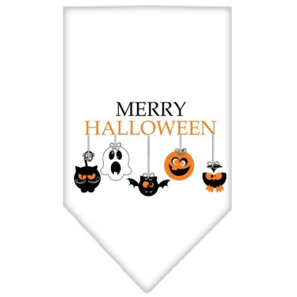 Merry Halloween Screen Print Bandana White Large