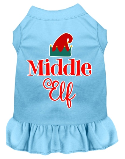 Middle Elf Screen Print Dog Dress Baby Blue 4X