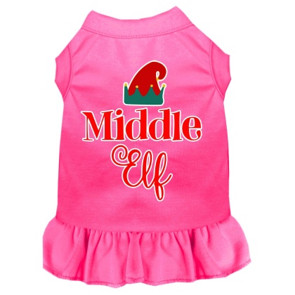 Middle Elf Screen Print Dog Dress Bright Pink 4X