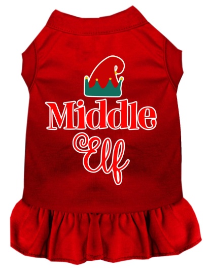 Middle Elf Screen Print Dog Dress Red 4X