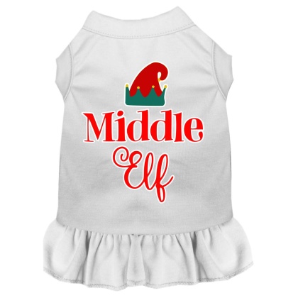 Middle Elf Screen Print Dog Dress White 4X