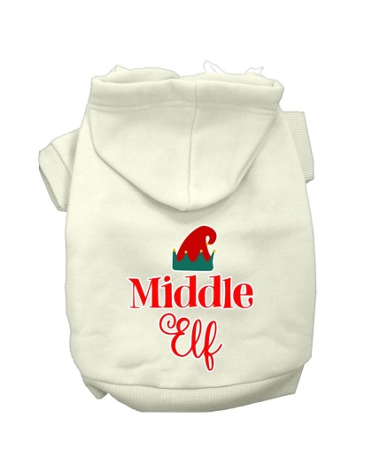 Middle Elf Screen Print Dog Hoodie Cream L