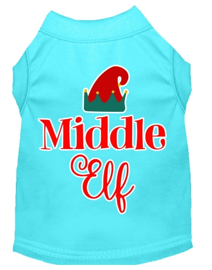 Middle Elf Screen Print Dog Shirt Aqua Lg