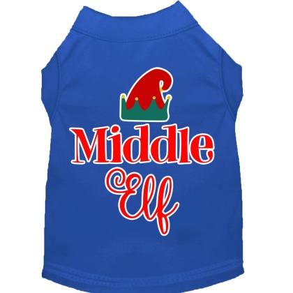 Middle Elf Screen Print Dog Shirt Blue Lg