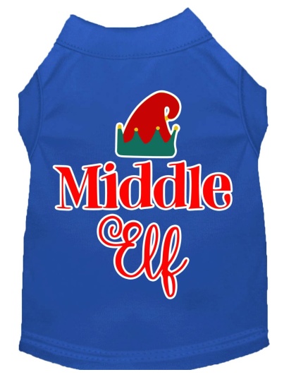 Middle Elf Screen Print Dog Shirt Blue Lg