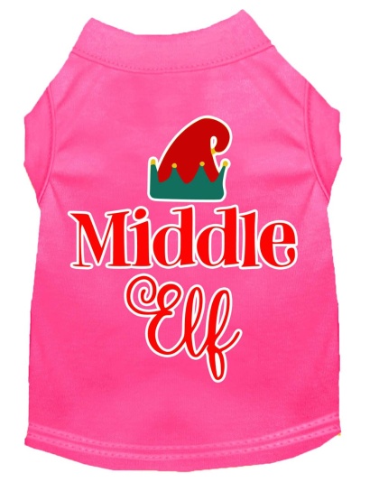 Middle Elf Screen Print Dog Shirt Bright Pink Lg