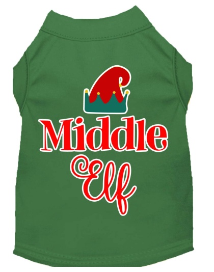 Middle Elf Screen Print Dog Shirt Green Lg