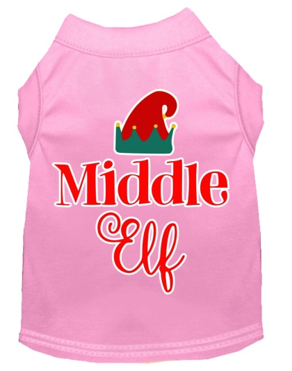 Middle Elf Screen Print Dog Shirt Light Pink Lg