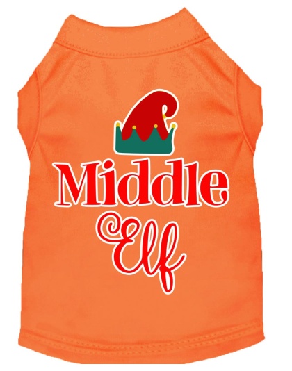 Middle Elf Screen Print Dog Shirt Orange Lg