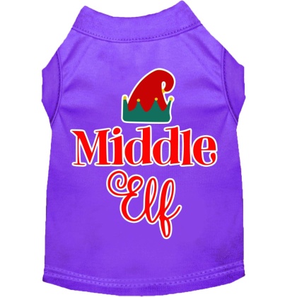 Middle Elf Screen Print Dog Shirt Purple Lg