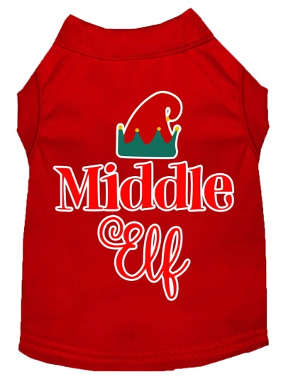 Middle Elf Screen Print Dog Shirt Red Lg