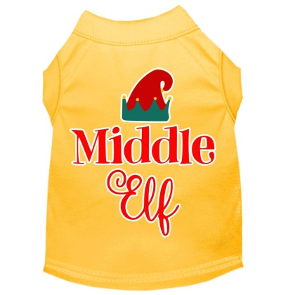 Middle Elf Screen Print Dog Shirt Yellow Lg