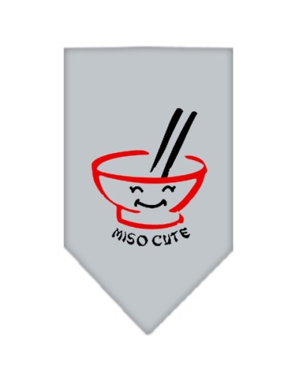 Miso Cute Screen Print Bandana Grey Large