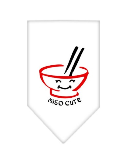 Miso Cute Screen Print Bandana White Large