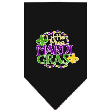 Miss Mardi Gras Screen Print Mardi Gras Bandana Black Large