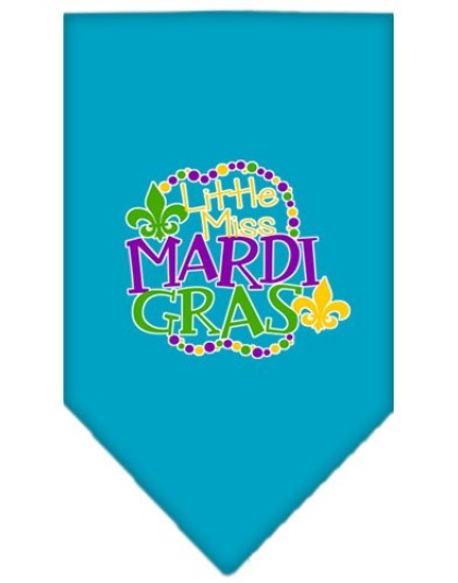 Miss Mardi Gras Screen Print Mardi Gras Bandana Turquoise Large