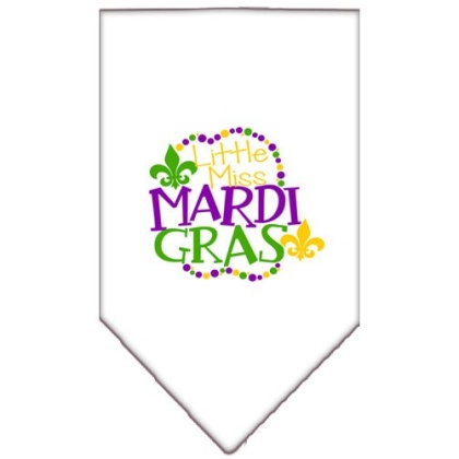 Miss Mardi Gras Screen Print Mardi Gras Bandana White Large