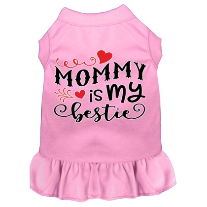 Mommy is my Bestie Screen Print Dog Dress Light Pink 4X (22)