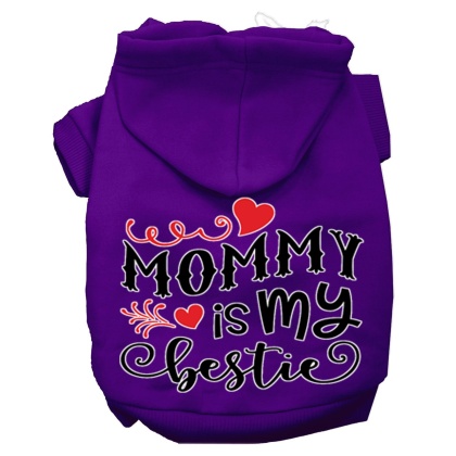 Mommy is my Bestie Screen Print Dog Hoodie Purple L