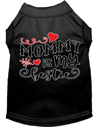 Mommy is my Bestie Screen Print Dog Shirt Black Lg