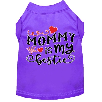 Mommy is my Bestie Screen Print Dog Shirt Purple Lg