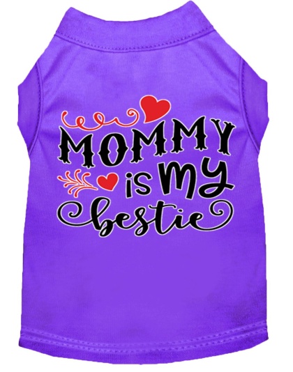 Mommy is my Bestie Screen Print Dog Shirt Purple Lg