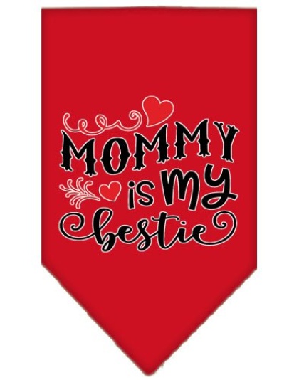 Mommy is my Bestie Screen Print Pet Bandana Red Large