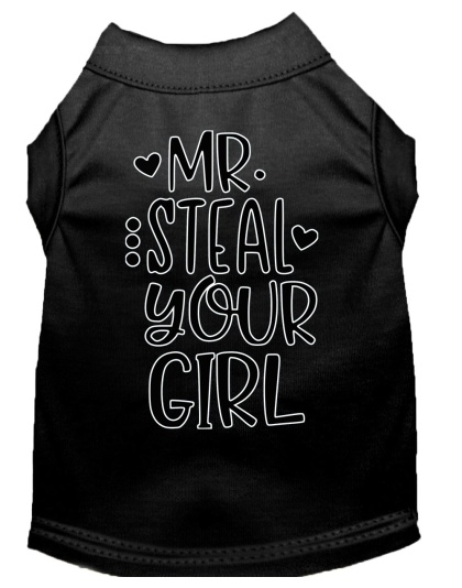 Mr Steal your Girl Screen Print Dog Shirt Black Lg