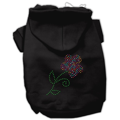 Multi-Colored Flower Rhinestone Hoodie Black L
