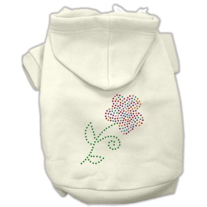 Multi-Colored Flower Rhinestone Hoodie Cream L