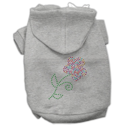 Multi-Colored Flower Rhinestone Hoodie Grey L