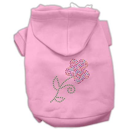 Multi-Colored Flower Rhinestone Hoodie Pink L