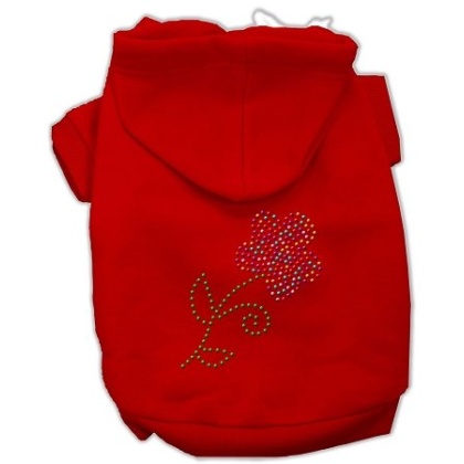 Multi-Colored Flower Rhinestone Hoodie Red L