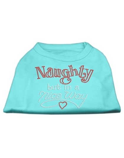 Naughty But Nice Rhinestone Shirts Aqua L