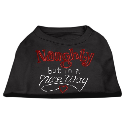 Naughty But Nice Rhinestone Shirts Black L