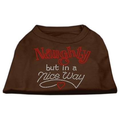 Naughty But Nice Rhinestone Shirts Brown Lg