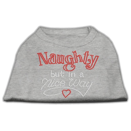 Naughty But Nice Rhinestone Shirts Grey L