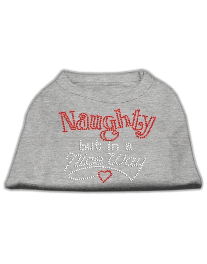 Naughty But Nice Rhinestone Shirts Grey L