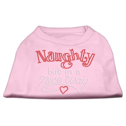 Naughty But Nice Rhinestone Shirts Light Pink L