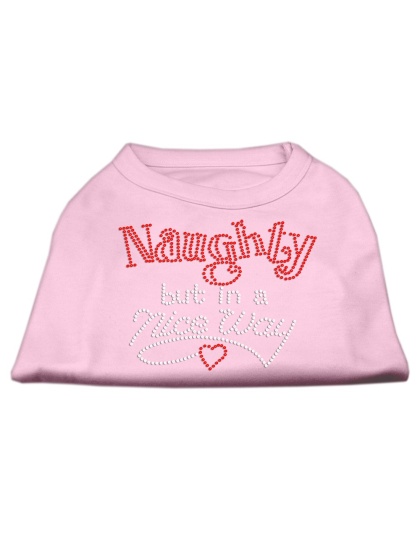 Naughty But Nice Rhinestone Shirts Light Pink L