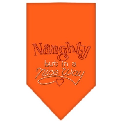 Naughty but in a Nice Way Rhinestone Bandana Orange Large