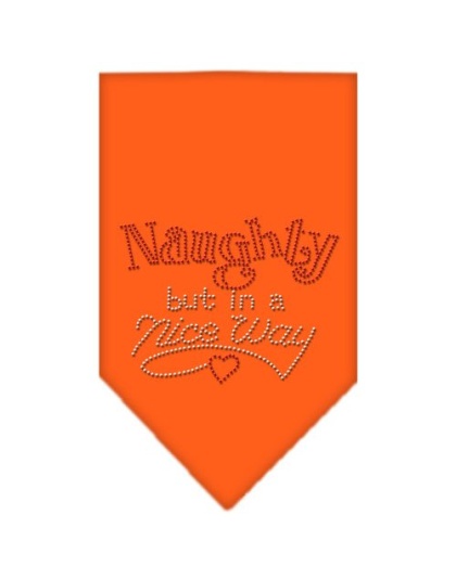 Naughty but in a Nice Way Rhinestone Bandana Orange Large