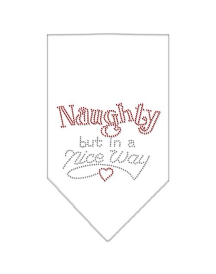 Naughty but in a Nice Way Rhinestone Bandana White Large