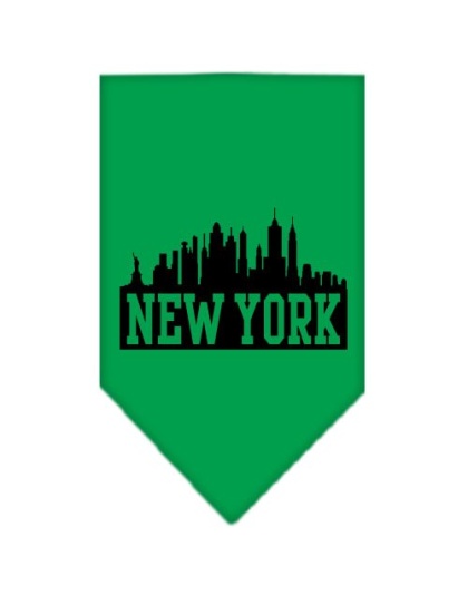 New York Skyline Screen Print Bandana Emerald Green Large